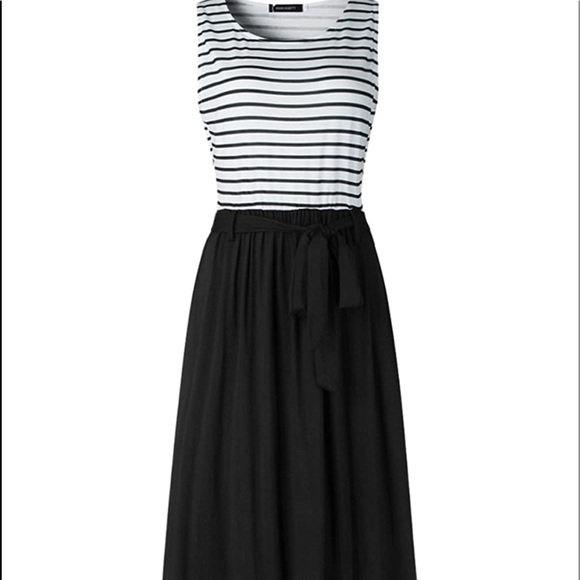 NWOT MEROKEETY Women's Summer Striped Sleeveless Crew Neck Long Maxi Dress - Picture 5 of 6